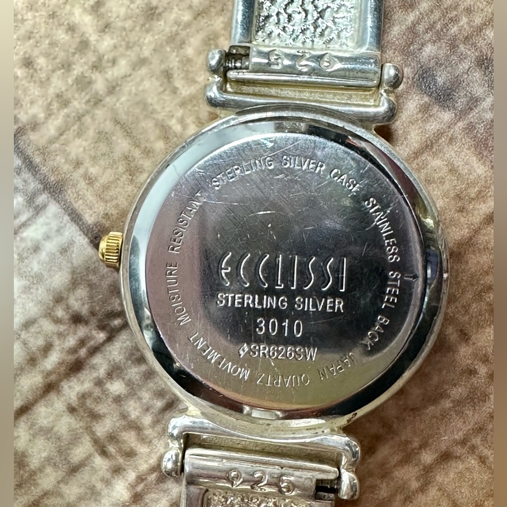 ECCLISSI Sterling Silver .925 watch with in EUC - Picture 8 of 11